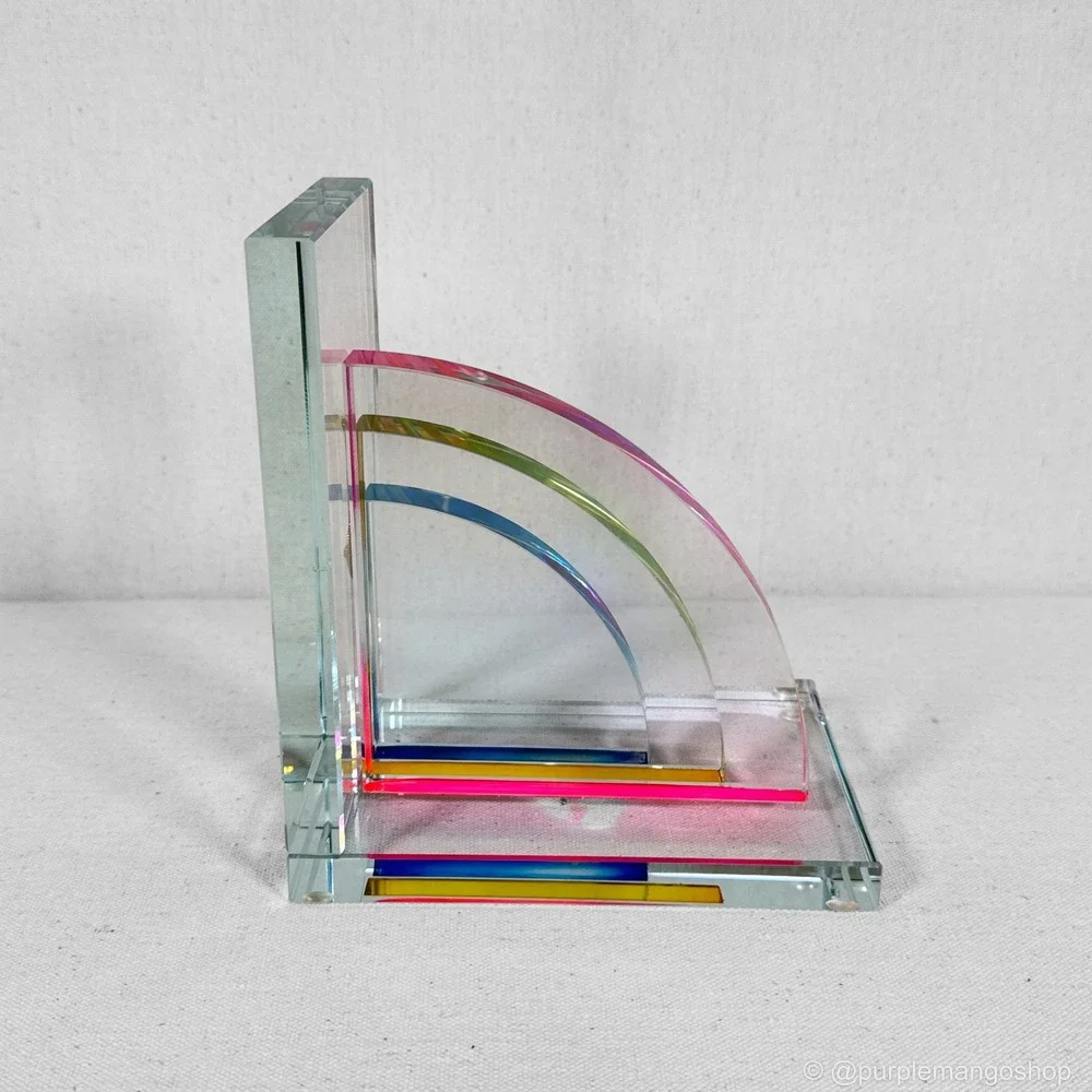 NWOT MAX STUDIO Single Glass Rainbow Bookend Modern Sculptural Decor‎ | *READ*